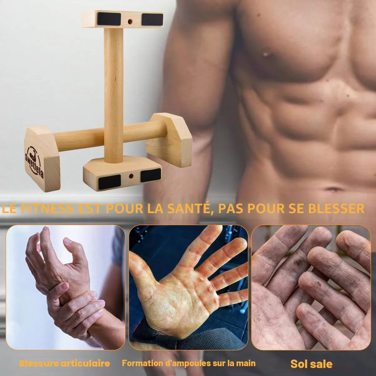 Parallettes, 2 Poignées De Pompes ParallèLes En Bois, Calisthenics, Poignées Antidérapantes, Barres Parallèles De Gymnastique, Barres Parallèles Pour L'IntéRieur Et L'Extérieur Pour La Calisthénie