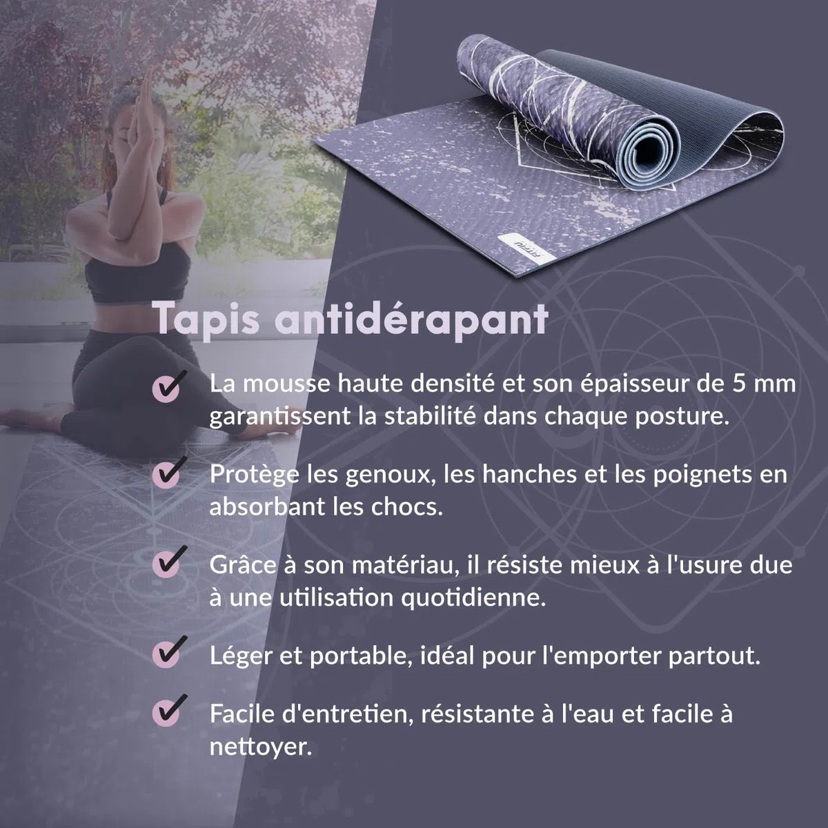 Fitfiu Fitness KITWELL- Accessoires Yoga Pilates avec Tapis, Bloc, Anneau et Sangle Inclut Guide d’Exercices Wellness