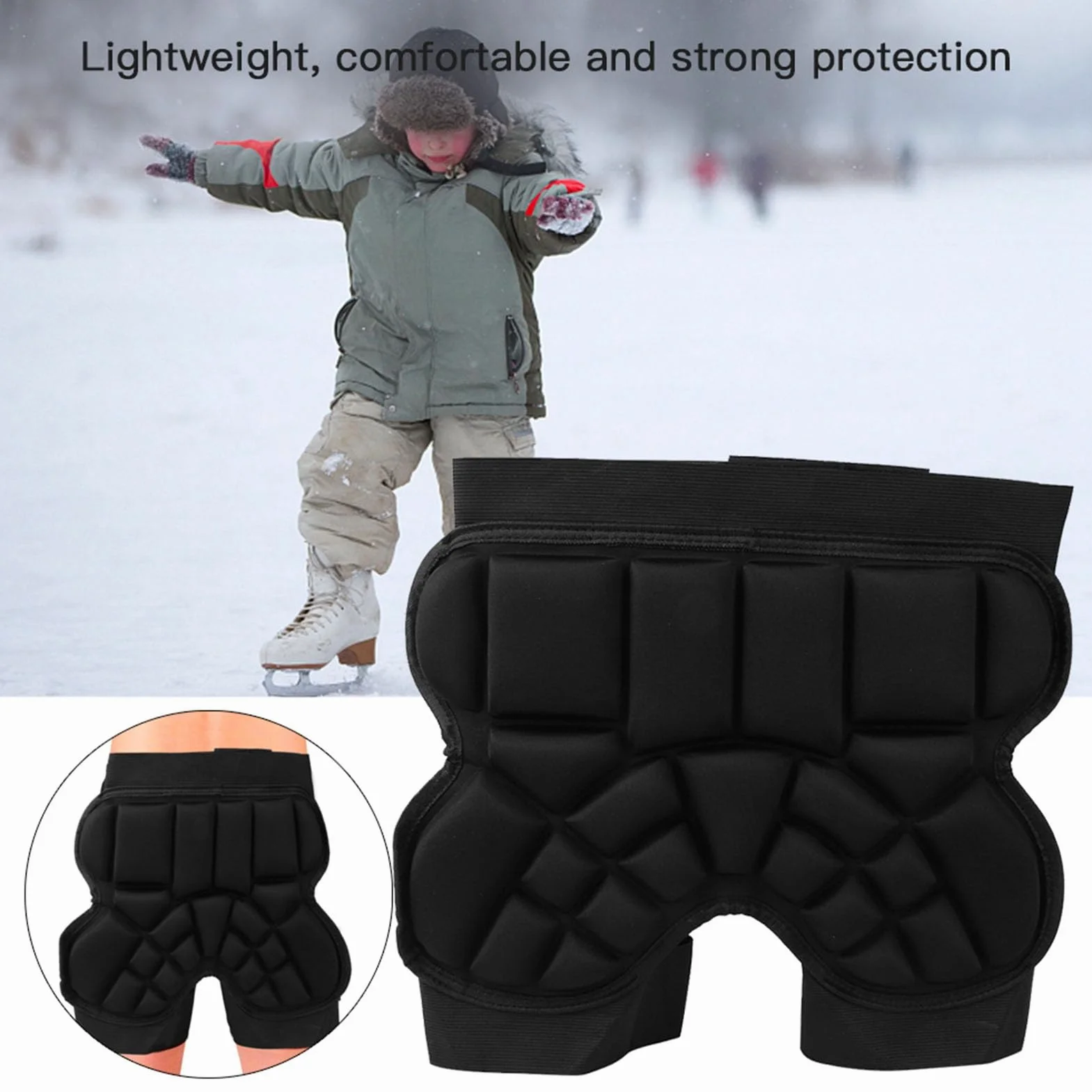 Keenso Protecteur de Hanche pour Enfants, Coussin de Crosse de Patinage à roulettes pour Enfants Protecteur de Hanche de Patinage Anti-Chute Protecteur de Hanche Garde de Sport Noir