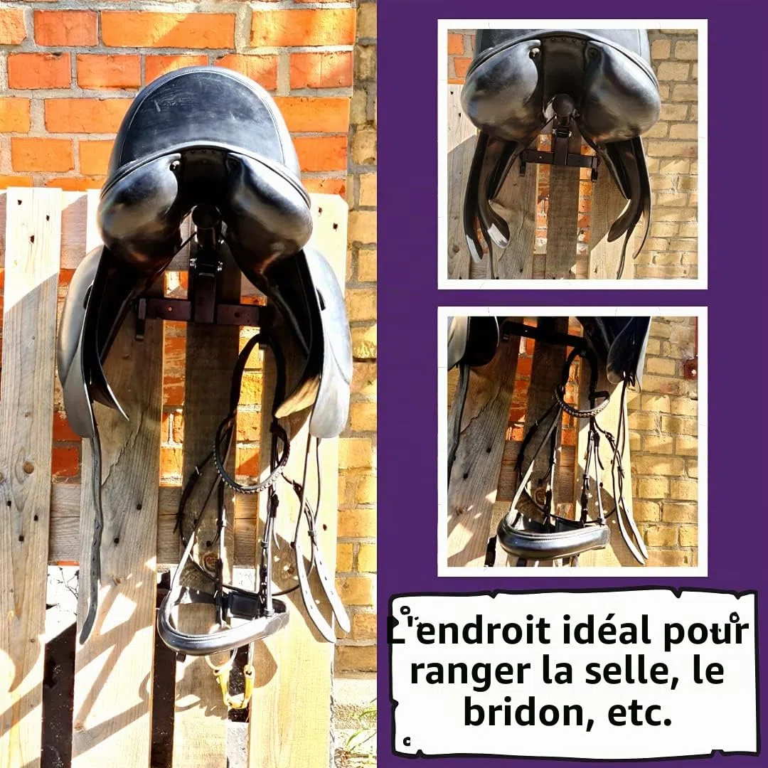 Pferdelinis Support de selle pliable à suspendre pour cheval | Support de selle à retirer | Support de selle portable | Noir (1 x noir)