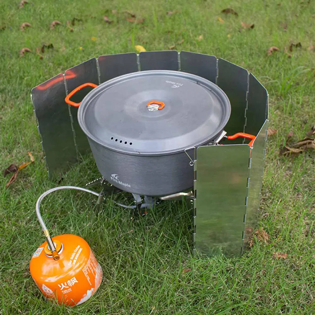 Fire-Maple FMW-510 Écran Coupe-Vent Pliant pour Réchaud de Camping, Pare-Vent pour Réchaud à Gaz à 10 Plaques, pour Camping, Pique-Nique, Randonnée et Cuisine en Plein Air