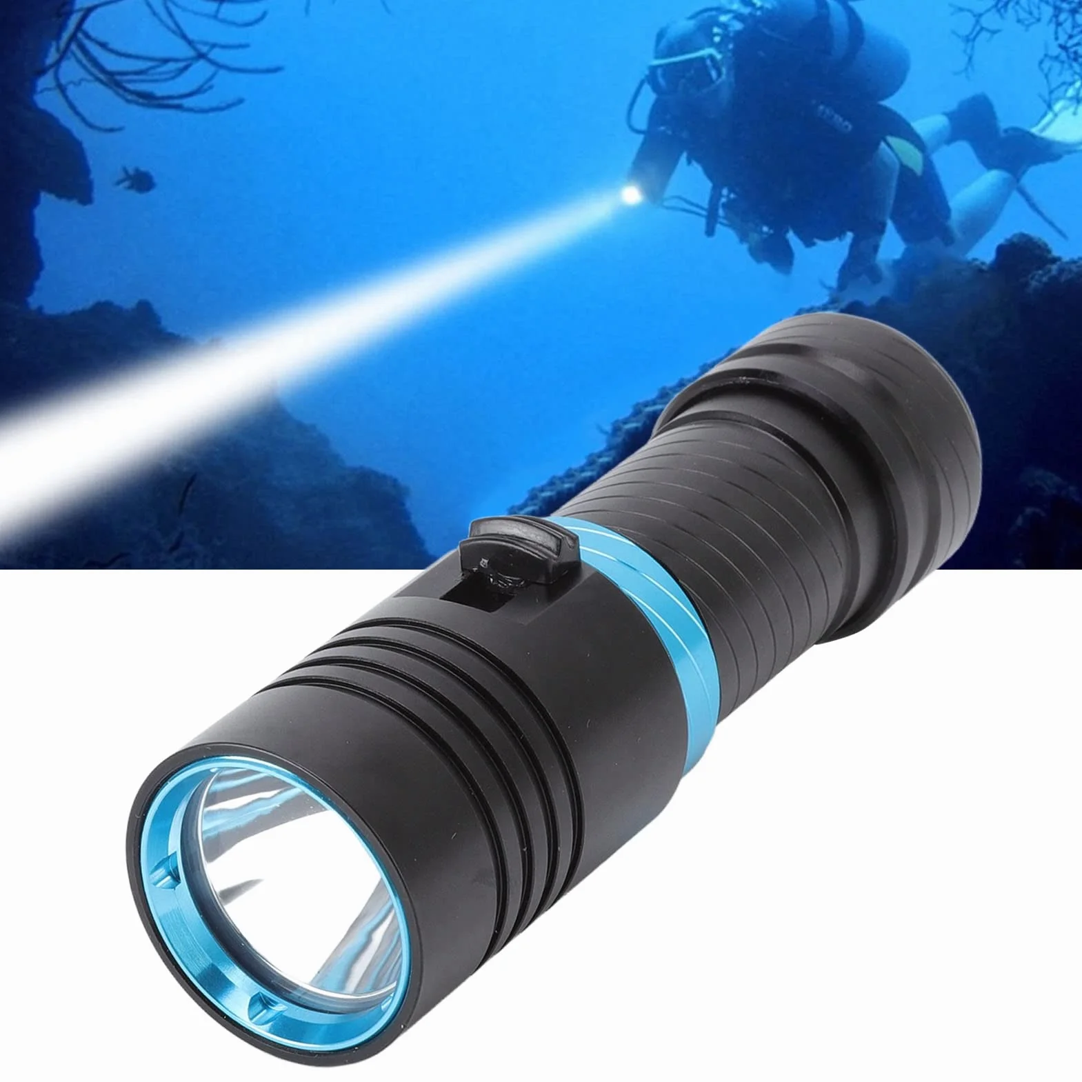 Lampe de Poche de Plongée 5000LM, IPX8 100m sous l'eau, Gradable à L'infini, Perles LED L2, Lampes de Plongée sous-Marine avec Boîtier étanche, Large Gamme D'applications