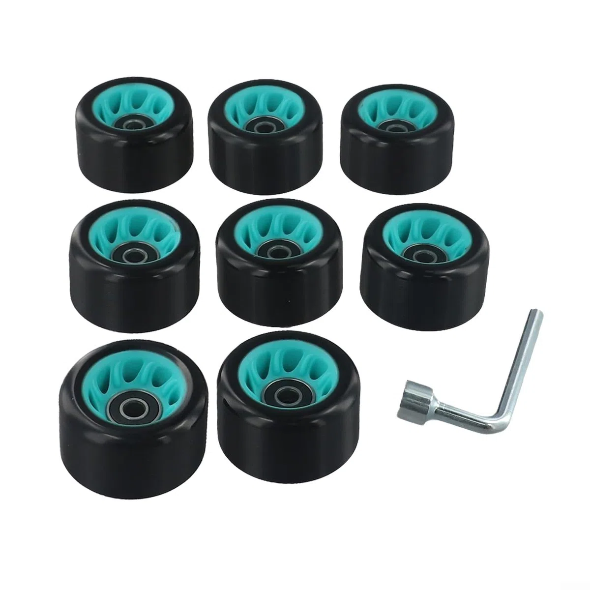 Lot de 8 roues de patins à roulettes 58 x 32 mm et 58 x 39 mm avec roulements en acier à haute teneur en carbone pour rollers à double rangée et quad, matériau PU