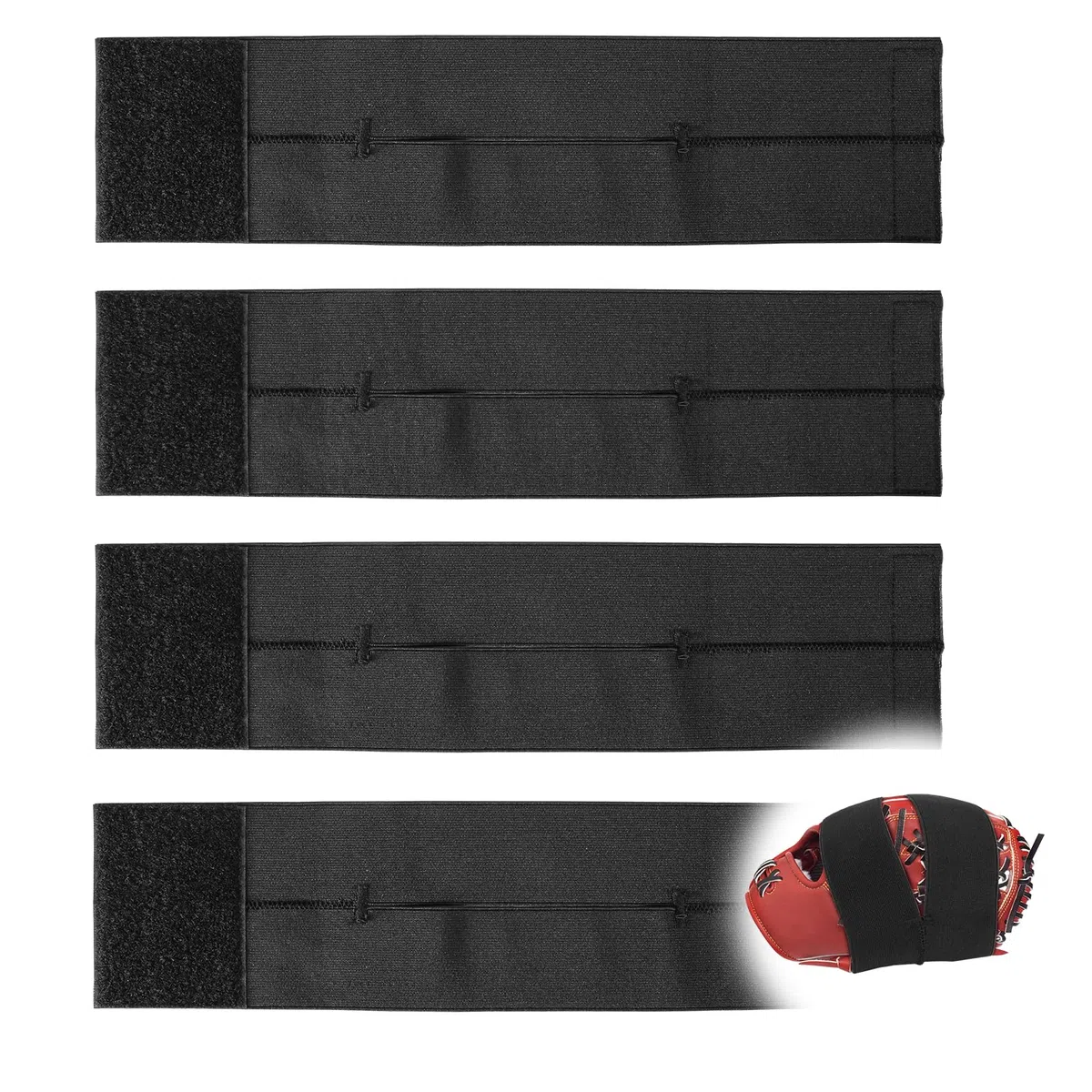 XIHIRCD 4pcs Bande d'Enveloppement de Gants, Élastique Enveloppe de Gants de Softball Facile à Mettre et à Enlever Cadeaux d'Athlète Sangle de Gant de Baseball, Maintient Rapidement la Poche Formée