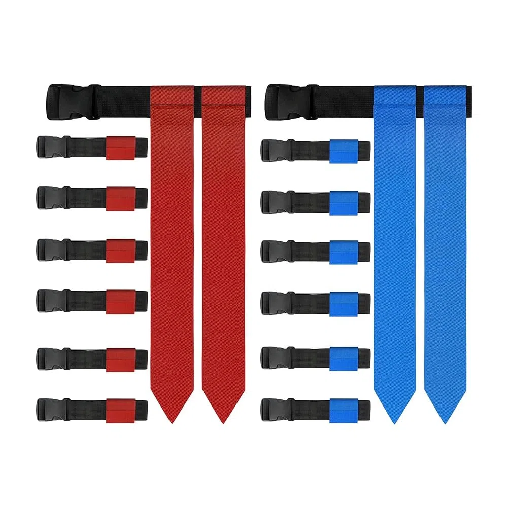 Flag Ceinture de football réglable pour 14 joueurs pour compétitions d'entraînement sportif (rouge et bleu)