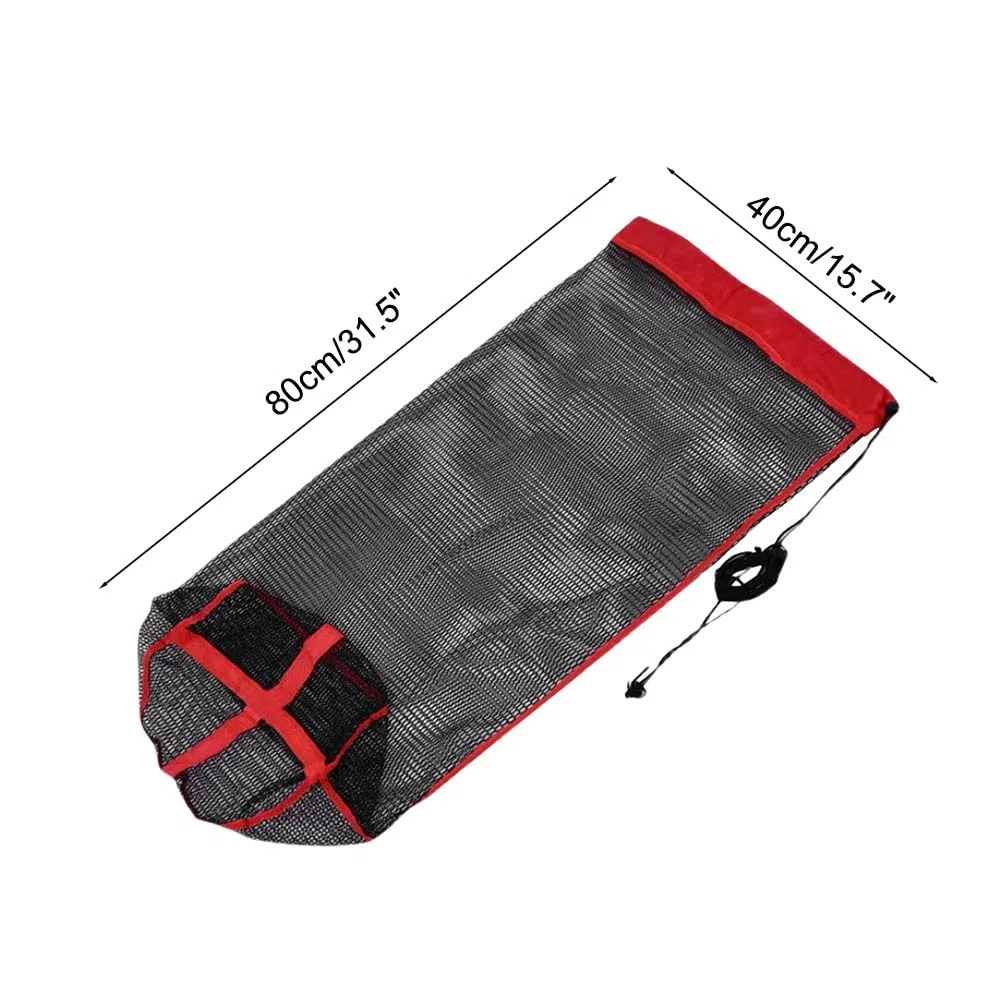 MiOYOOW Sac de Filet de Pêche Portable, Filet de Poisson Long en Nylon, Épais à Mailles Fines, avec Cordon de Serrage pour Petits Poissons, Crabes, écrevisses