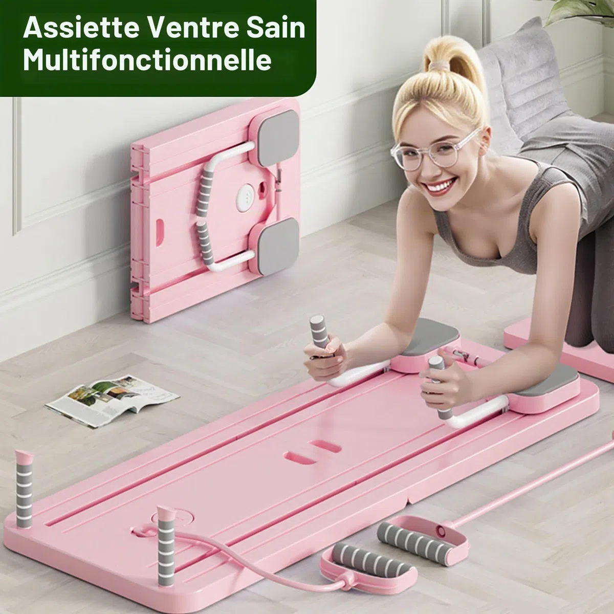 Planche de pilates pliable pour la maison, multifonction, avec compteur, rebond automatique pour la force de base et les abdominaux