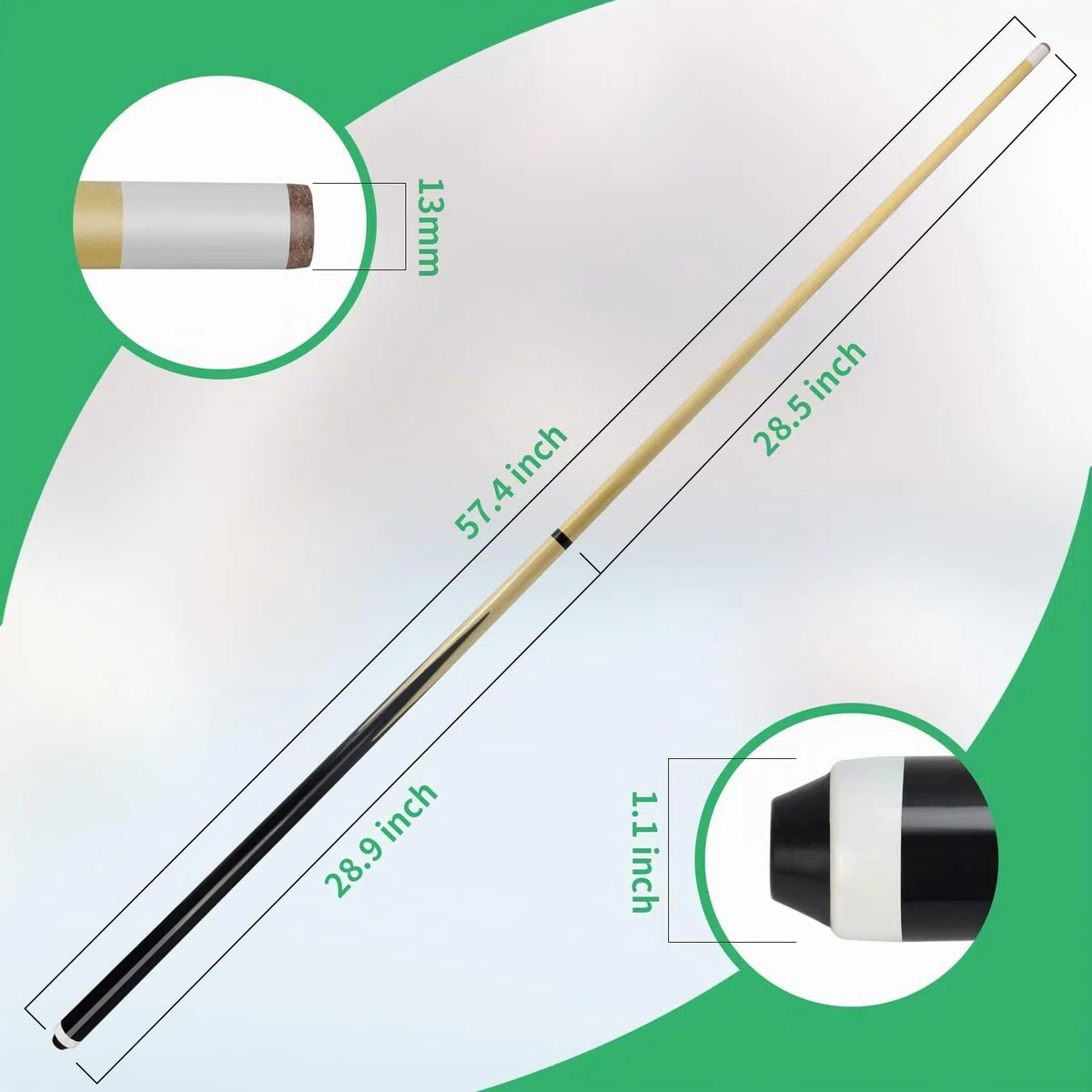 Queue de billard 58" Ensemble de 2 queues de billard 18 Oz Bâtons de billard