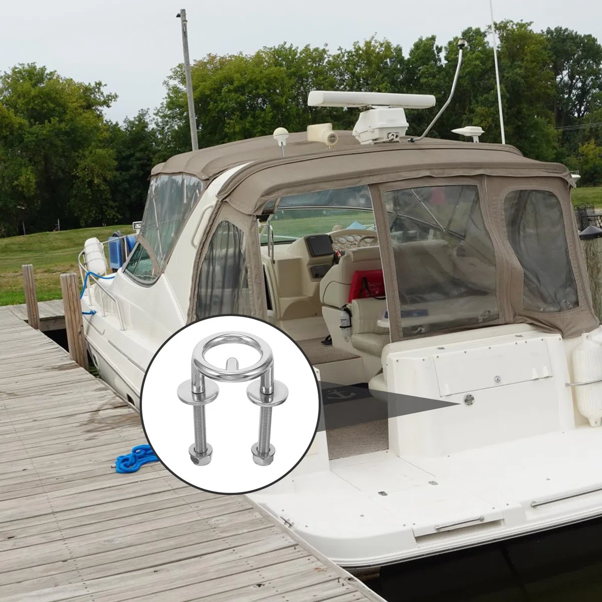 Happyyami de Remorquage en Acier Inoxydable Argenté pour Ski Nautique Solide et Résistant la Corrosion, Support pour Bateau Lors Pratique Ski Nautique