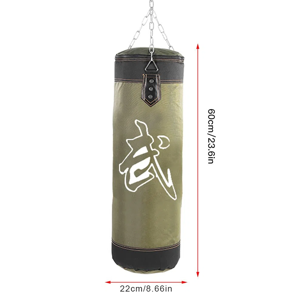 Sac de Boxe Suspendu avec Chaînes Crochet Mousqueton (80cm-Vert) | Sac D'entraînement De Boxe Vide Fight Karaté Sac De Sable Lourd Sac De Cible De Fitness Crochet De Sport Sacs De Sable
