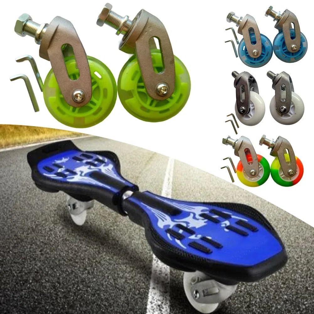 Waveboard Roulettes de rechange 80 mm avec support en alliage d'aluminium pour skateboard performance et stabilité (bleu)