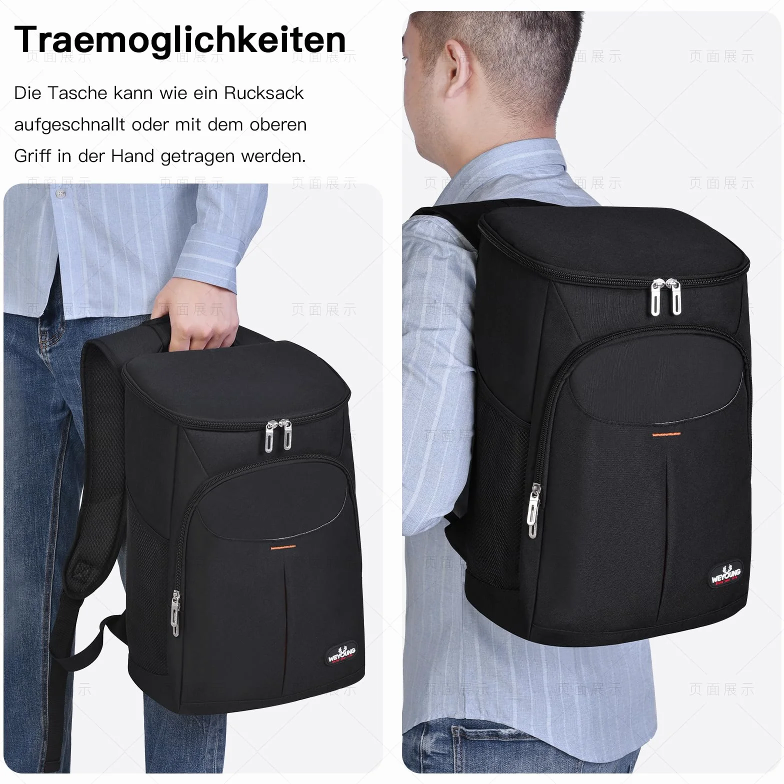 25L Sac à Dos Isotherme à Glacière, Sac Isotherme Portable Cooler Backpack Bag, pour Hommes Femmes pour Camping, Pique-Nique, Barbecue, événements (Gris)