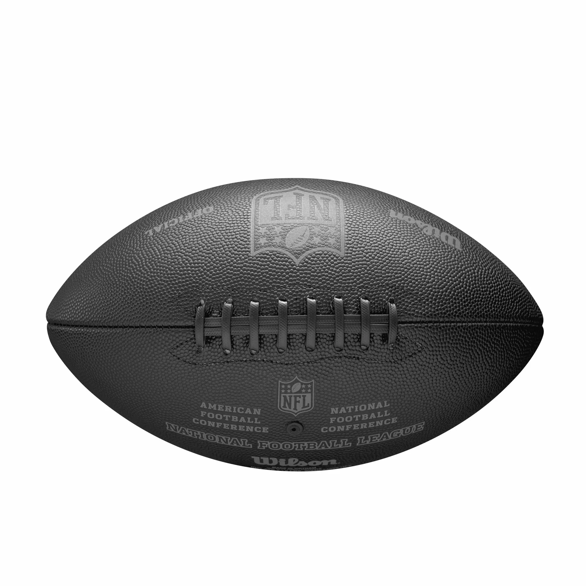 WILSON NFL 32 Team, Ballon de Football Américain, Doté d'une Vessie à Verrouillage par Pression et Laçage Classique, Look Élégant en Matériaux Robustes, Couleur: Noir, Taille Officielle