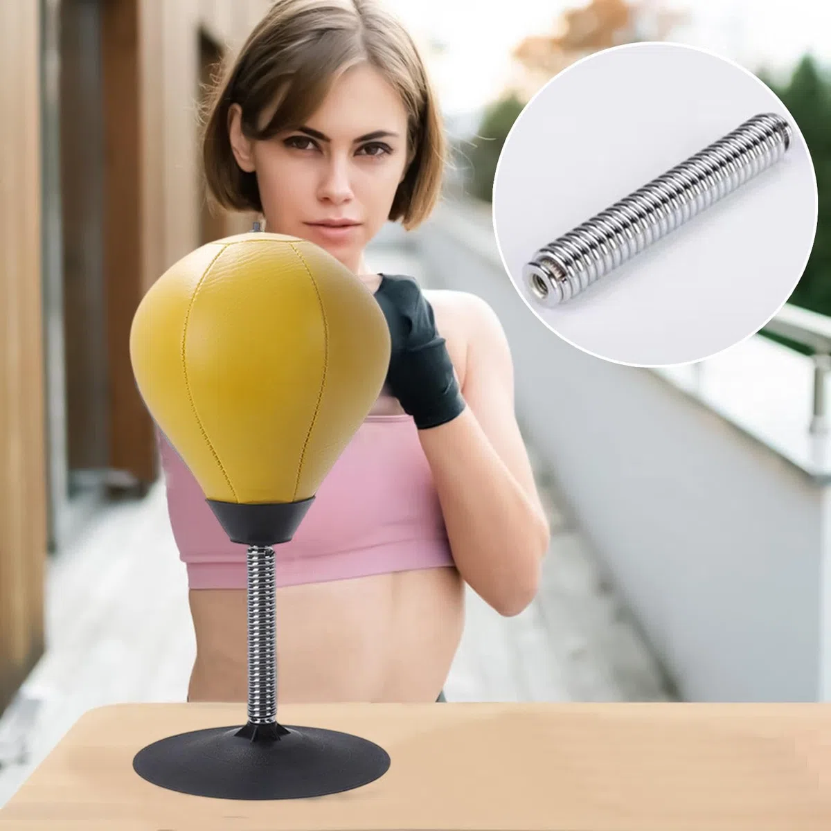Sac de boxe anti-stress, sac de boxe de table | Avec ventouse anti-stress, forte aspiration avec sac de boxe de table avec pompe, pour collègues, amis