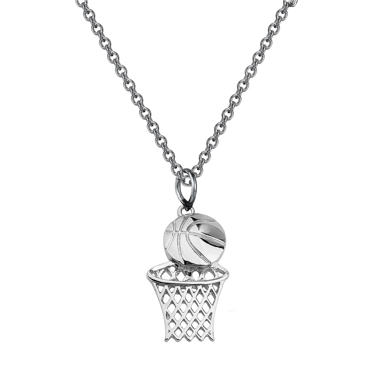 BNQL – Collier avec pendentif en forme de cerceau de basket-ball, cadeau pour homme, femme, fille