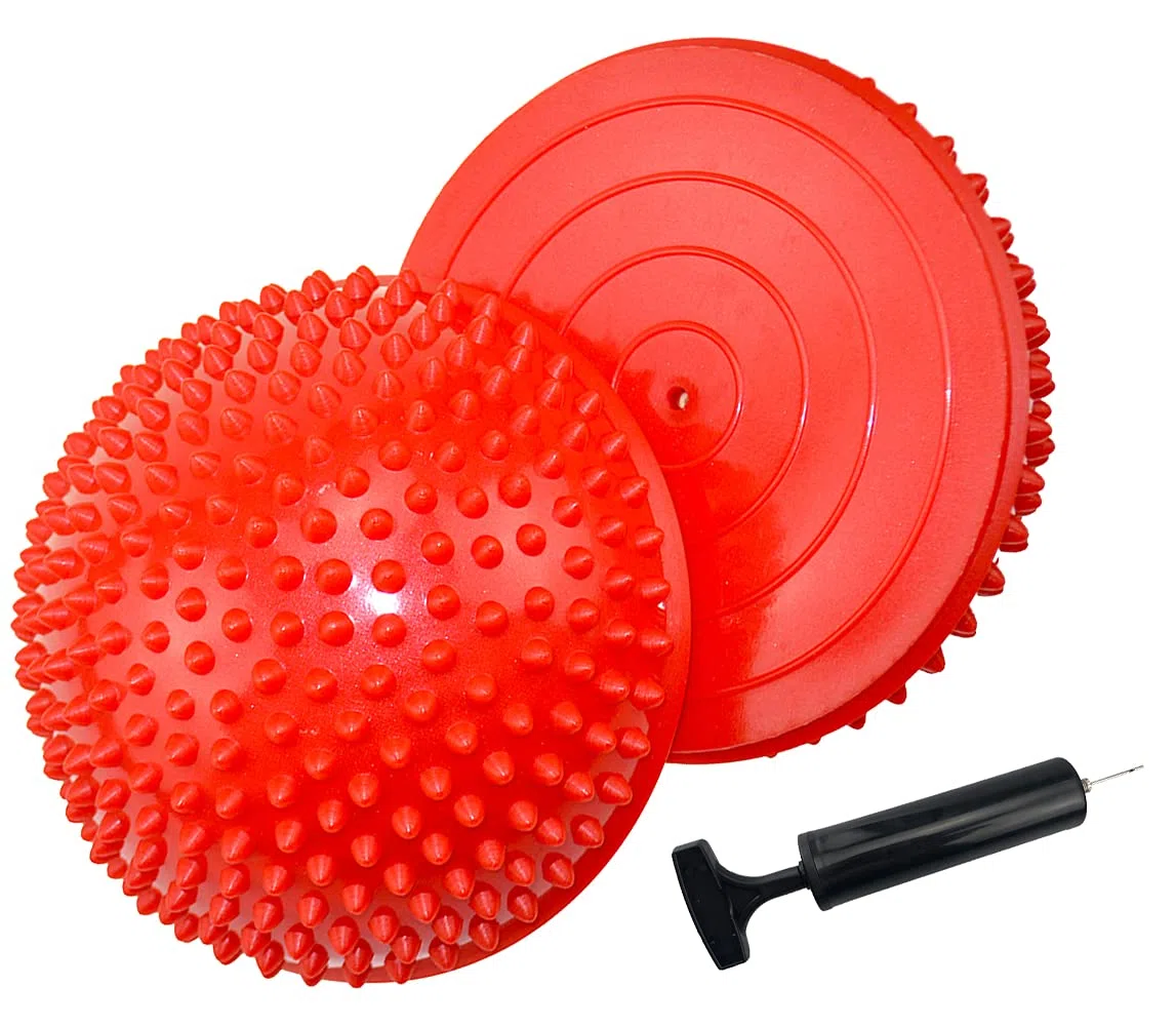 RANCER Lot de 2 boules d'équilibre avec pompe à air - Hérisson d'équilibre - Fitness - Demi-sphère - Pour gymnastique et yoga - Pour enfants et adultes
