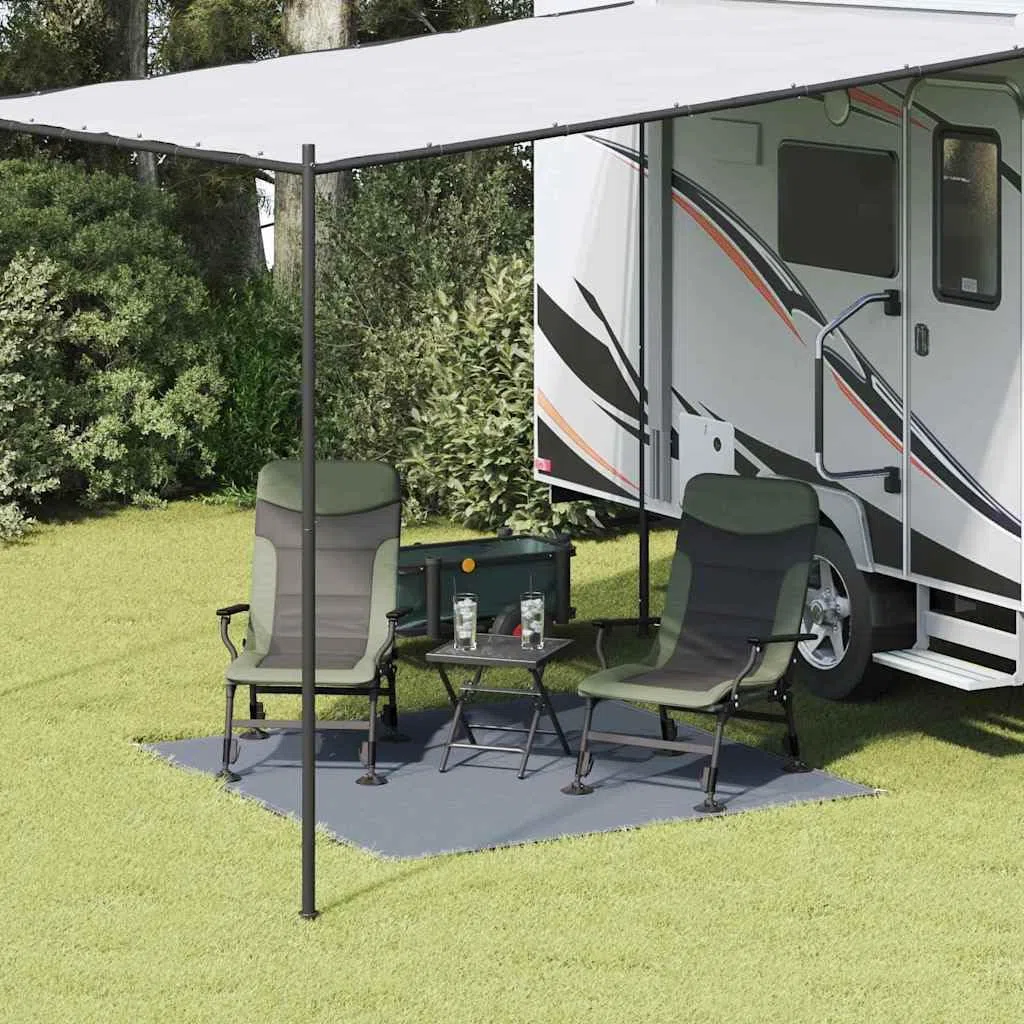vidaXL Tapis de Tente Bleu et Gris 200 x 200 cm Polyéthylène, Tapis de Camping, Moderne, léger, Pliable, résistant aux UV, Facile à Nettoyer, pour l'été en Plein air