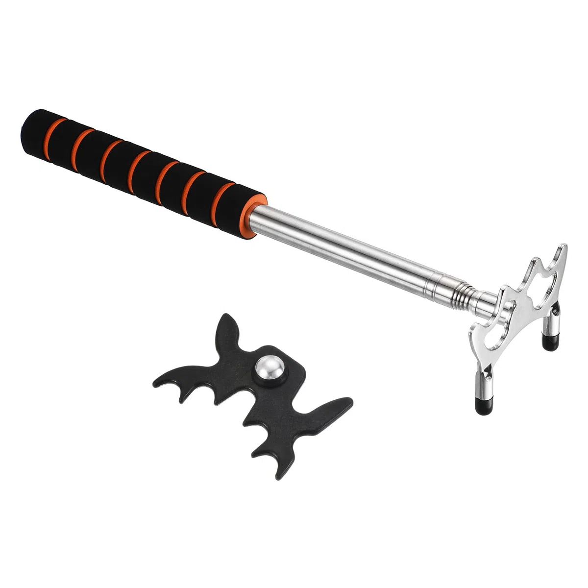 PATIKIL Pont de Queue de Billard Rétractable, Accessoire de Queue de Billard en EVA avec Tête de Pont Basse en Métal Amovible pour Compétition de Billard, Argent/Noir