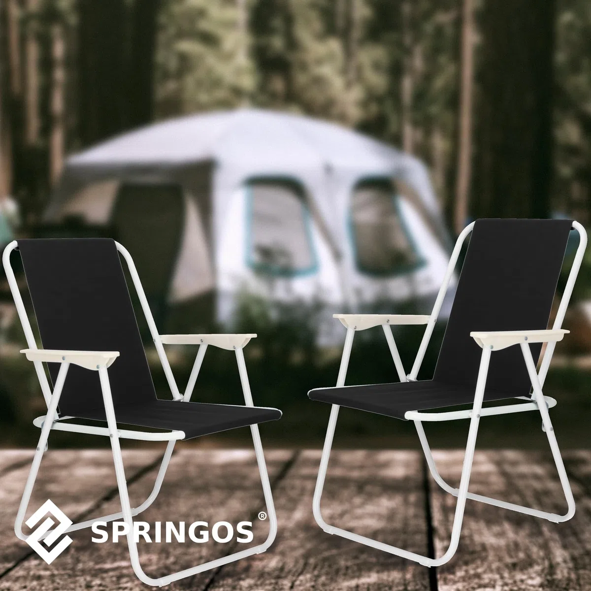 SPRINGOS Lot de 2 chaises pliantes avec accoudoirs 58,5 x 52 x 73 cm