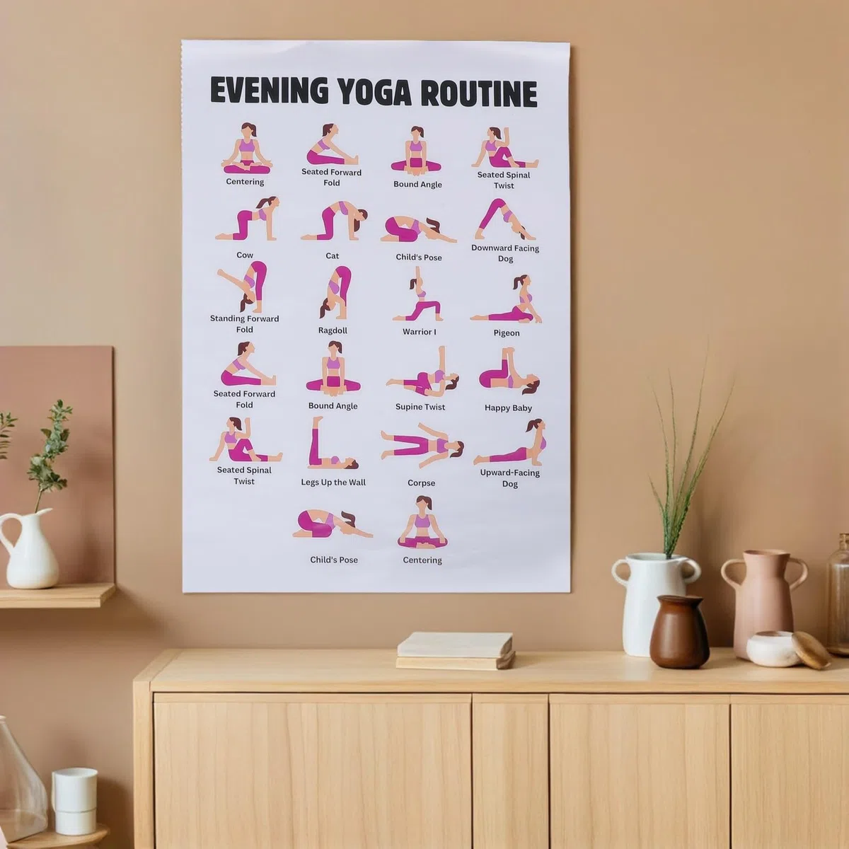 PRETYZOOM Affiche de Postures de Yoga pour Débutants 2pcs en Toile, Guide Mural pour Exercices à Domicile et Salle de Sport, Décoration Fonctionnelle et Pratique