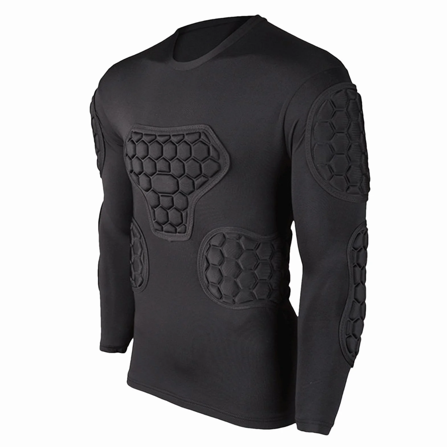 Maillot de Football rembourré, Combinaison de Football Noire à Manches Longues, Chemise rembourrée de Football pour Adultes et, Chemises rembourrées de Paintball pour Football