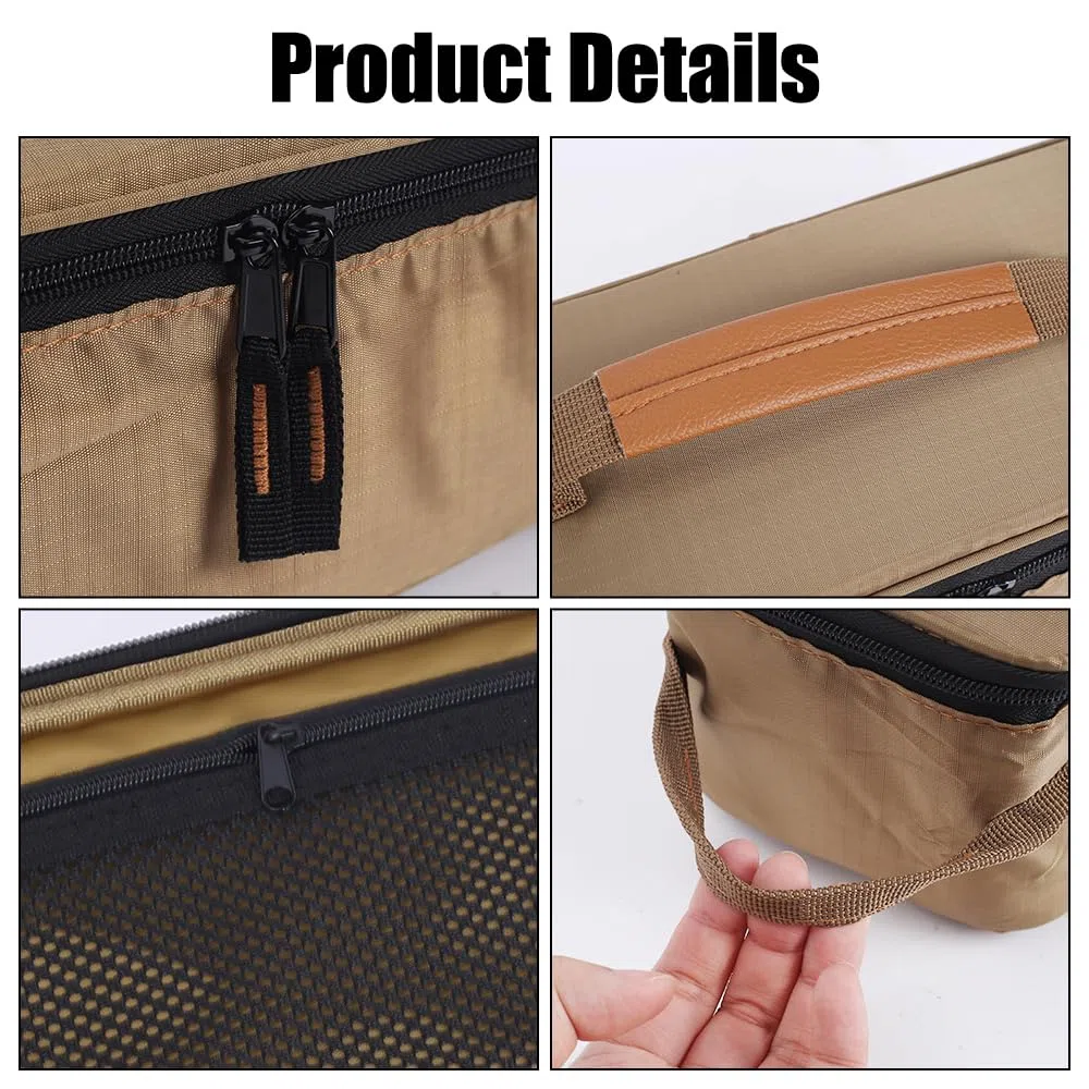 MiOYOOW Sac Rangement pour Ustensiles Cuisine Camping, Sac Transport Vaisselle Camping Étanche avec Double Fermeture Éclair et Poignée pour Camping Randonnée Barbecue