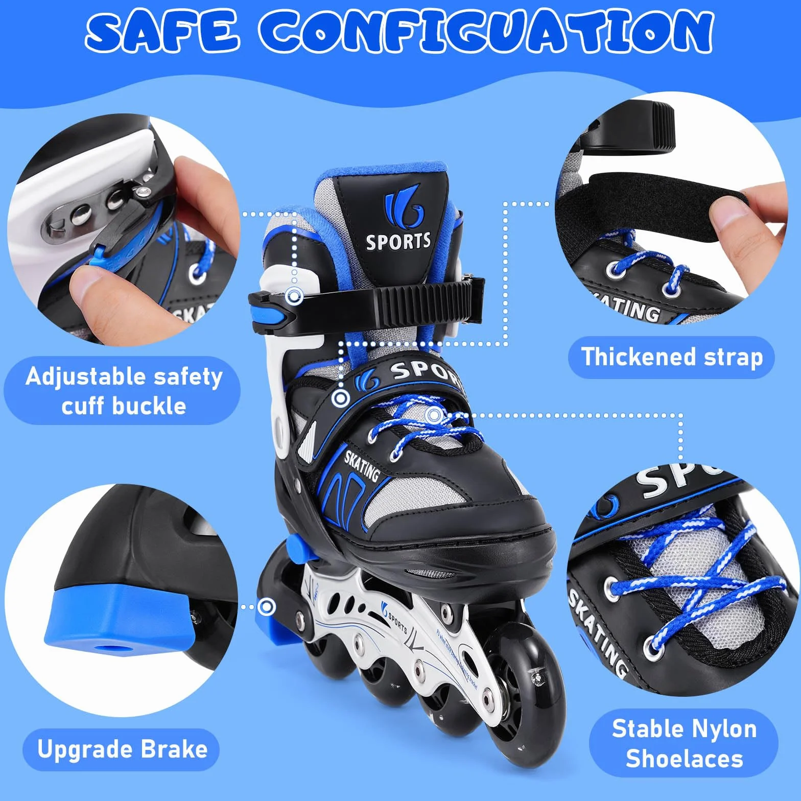 Rollers en Ligne,Patin a Roulette Réglables Rollers Enfant Garçon Inline Skates Rollers