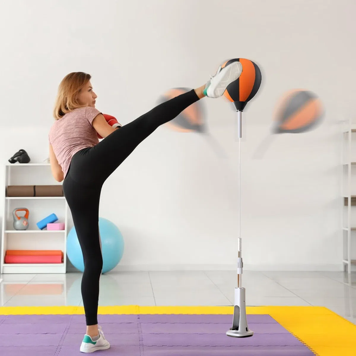 Sacs De Frappe Rapide, Sac de Vitesse Debout, Hauteur Réglable Fort avec Entraîneur À Réaction À Base Ressort pour Réduction du Stress Forme Physique Domicile