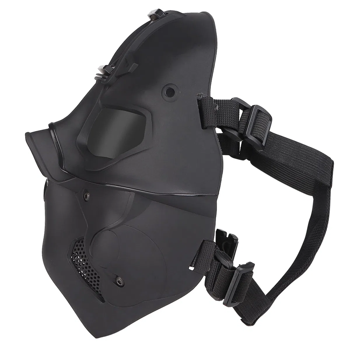 Masque tactique, masque de protection pour paintball avec visière complète en forme de tête de mort pour jeux de tirs, Halloween, cosplay, déguisement, fête - Noir (B)