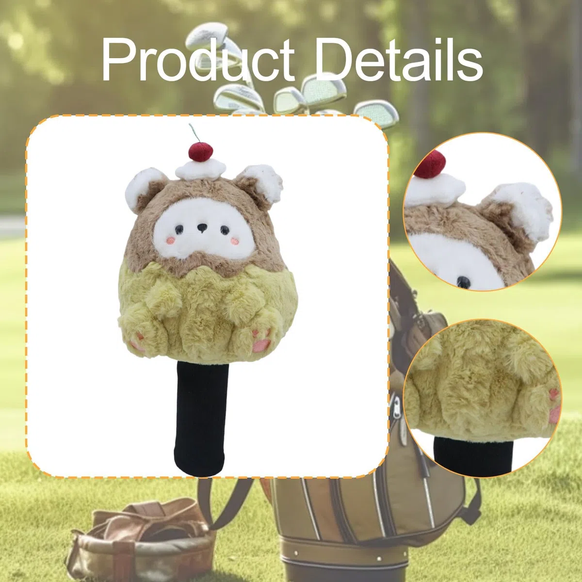 misppro Cartoon Bear Couvre-club de golf en peluche – Tissu tricoté doux pour la protection hybride du conducteur en bois – Cadeau fantaisie amusant pour golfeurs