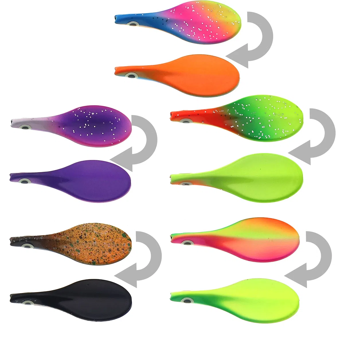 Inline Spoon Truite en boîte | UV Actif et Yeux 3D Autoluminescents | Leurre de Passage pour la Truite Inliner Spoon Inline Spoons de Passage Kit de pêche à la Truite Magic Spoon
