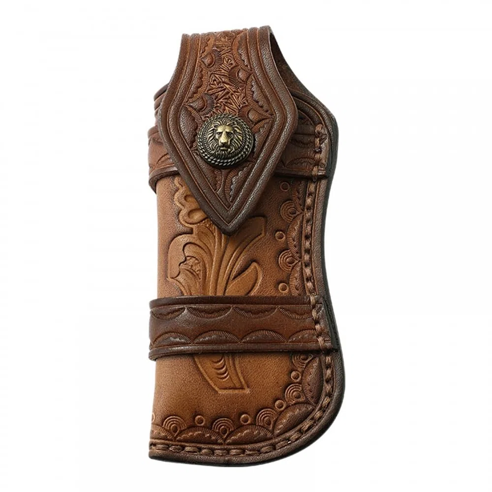 Etui en Cuir 4"-5" pour Couteau Pliant - Gaine Vintage avec Boucle de Ceinture pour Camping, Chasse (sans Couteau)