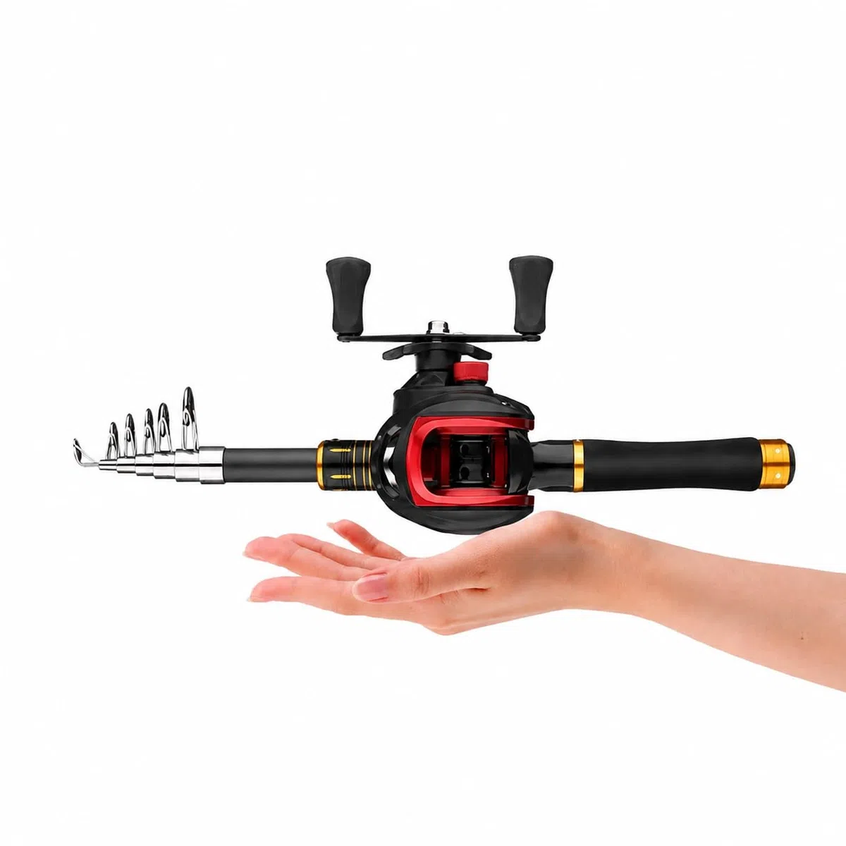 Kit Canne à Pêche 1,6m en Carbone, Moulinet et Accessoires Complets pour Carnassiers, Ruisseau