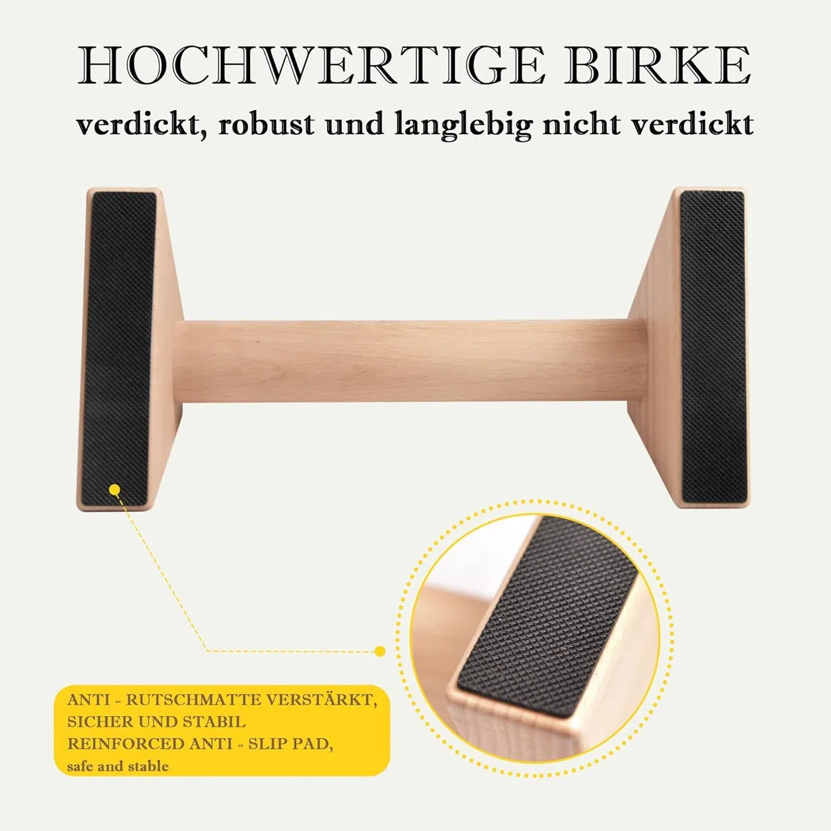 Barres parallèles en bois, supports solides pour pompes, pieds en caoutchouc antidérapants Barres pour appuis renversés Équipement de gymnastique pour le fitness, la gymnastique, l'aérobic, la muscula