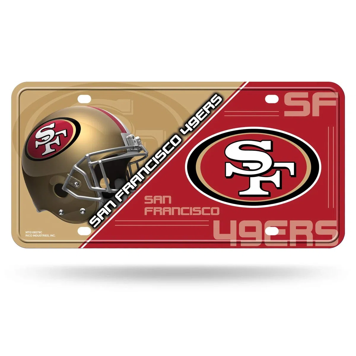 Rico Industries NFL San Francisco 49Ers Plaque d'immatriculation Unisexe en métal de San Francisco 49Ers, Couleur de l'équipe, Taille Unique