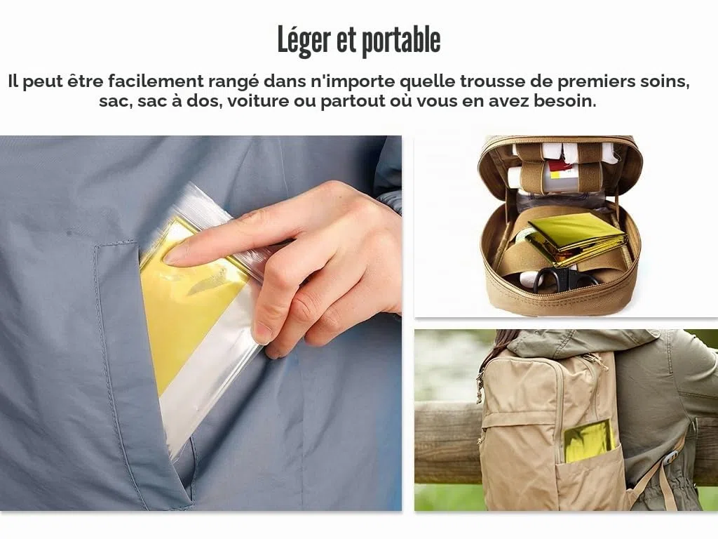 20PCS Couvertures de Survie Thermiques, pour Plein Air, Randonnée, Survie, Marathon ou Premiers Soins