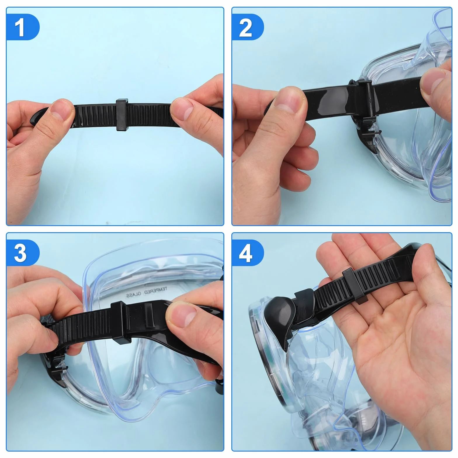 XIHIRCD 2pcs Sangle Masque Plongée, Sangle Masque Plongée Sangle de Masque de Snorkeling Remplacement Sangle de Masque en Silicone Universelle pour Plongée Natation Snorkeling(Noir)