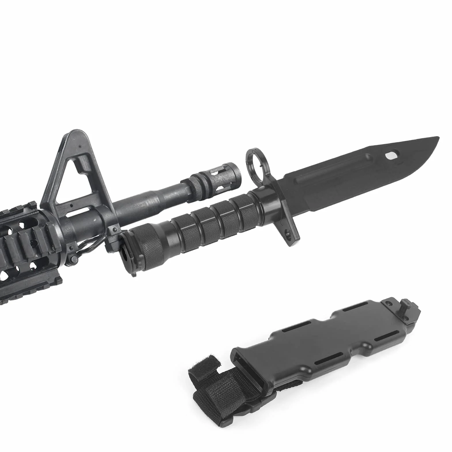 Tactique baïonnette M9 couteau en plastique, couteau de combat en caoutchouc flexible avec une lame, l'entraînement de CS Cosplay costume modèle poignard (Noir)