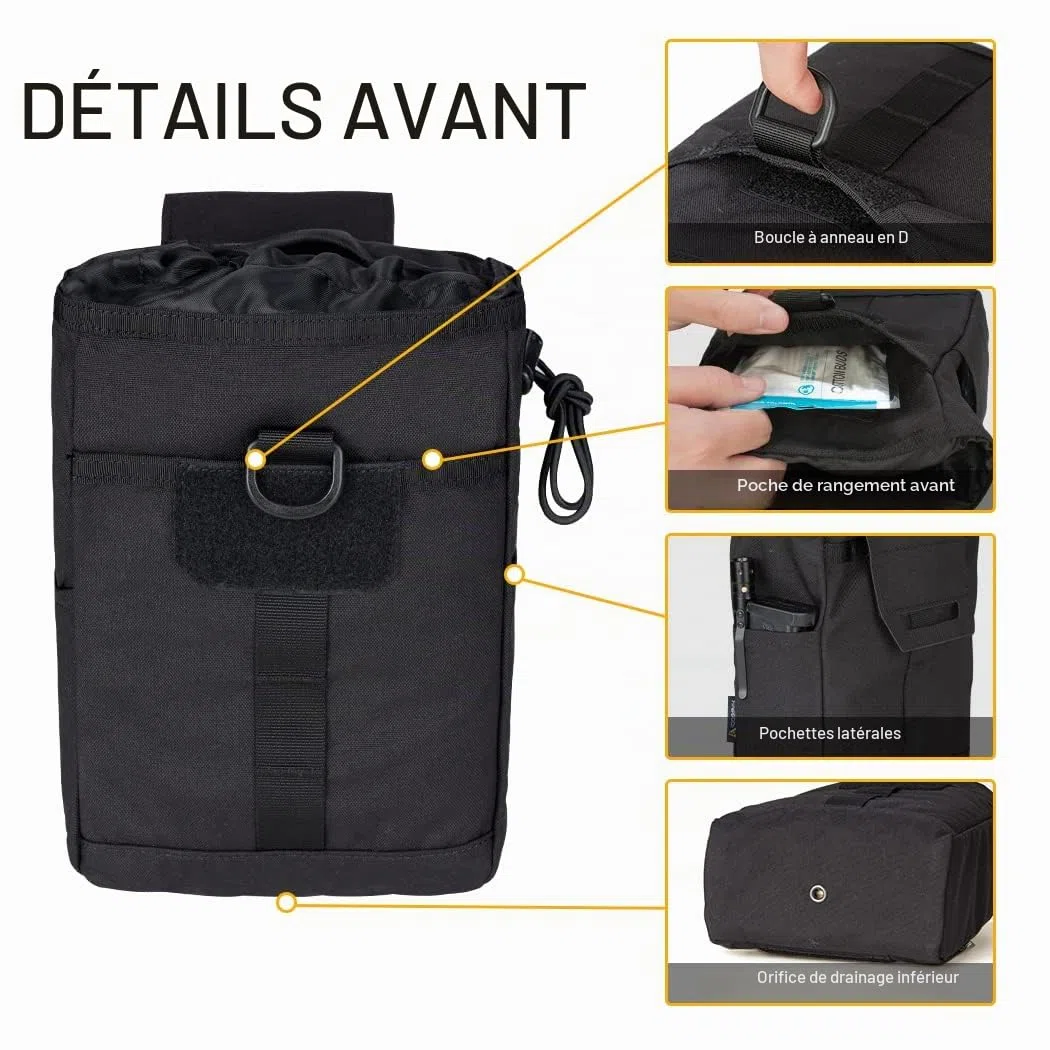IDOGEAR Pochette de Décharge Tactique Pochettes à Cordon pour Ceinture Tactique Gilet Sac à Dos Pochette Utilitaire Pliable