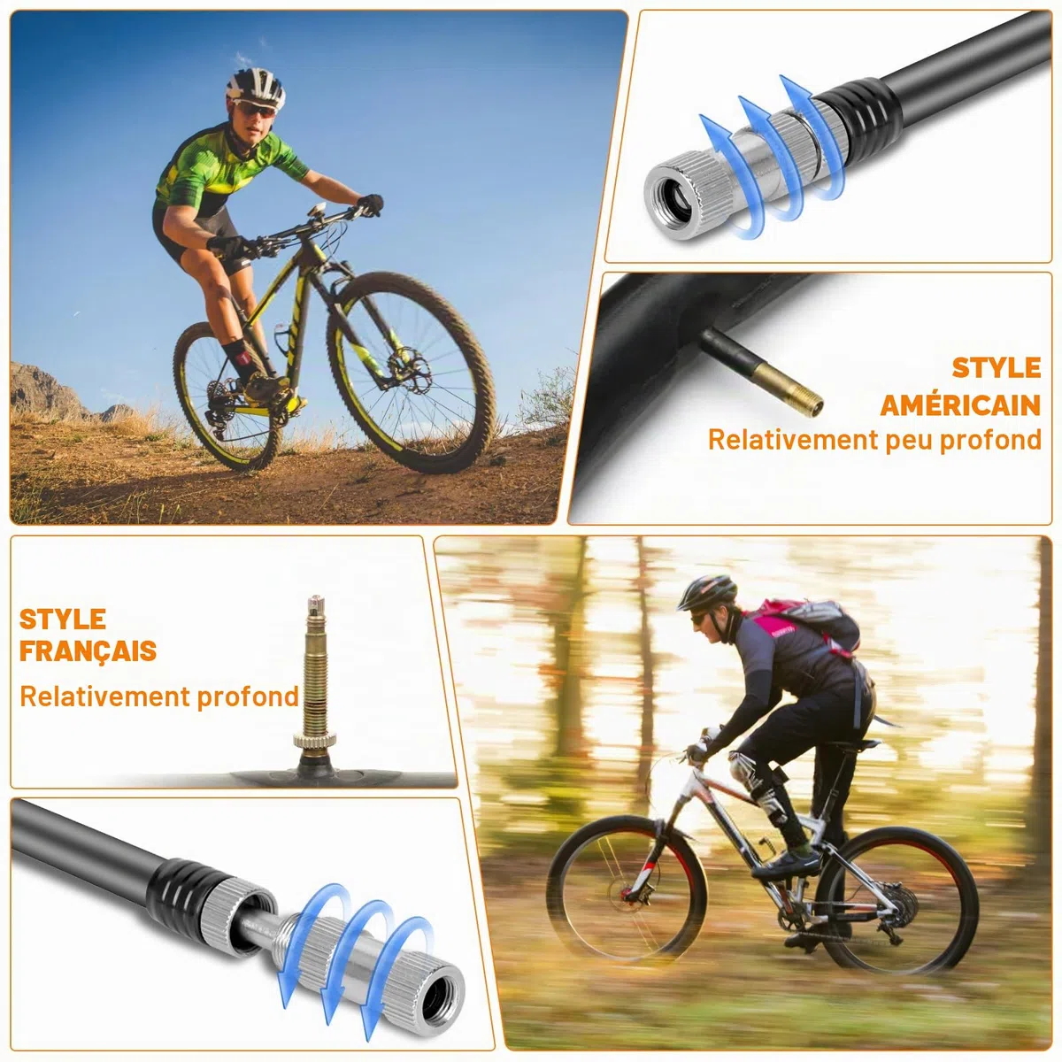 Pompe À Vélo, Pompe à Choc Haute Pression 300 PSI, Pompes Amortisseurs VTT avec Manomètre, Mini Portative Shock Pump pour VTT, Fourche Avant de Suspension Arrière
