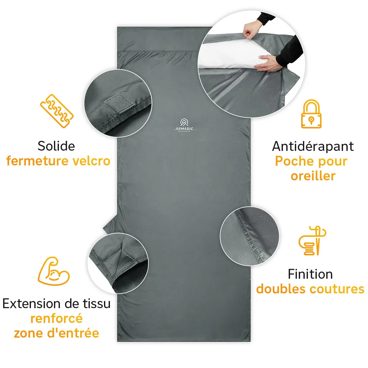 Sac de couchage Nomadic - Très léger, fin et compact Sac de couchage - Ultra léger, mince, petit - Idéal pour les auberges et les chalets de montagne