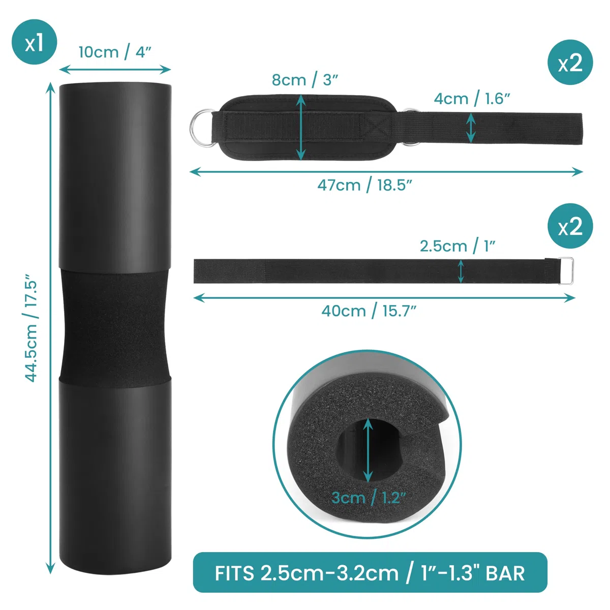 Belle Vous Mousse pour Barre de Musculation - Mousse pour le Cou et les Épaules - Mousse de Protection d’Haltere pour Haltérophilie et Gym - Compatible avec Barre Olympique