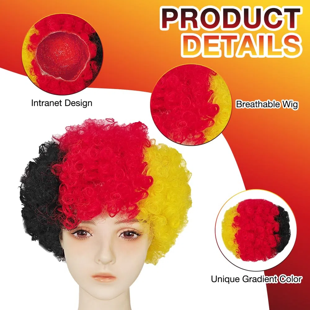 7 Pièces Kit Supporter Allemagne, SGZIOO Wm Fanpaket Allemagne, Collier de Fleurs Kit, perruque, lunettes de soleil, sifflet