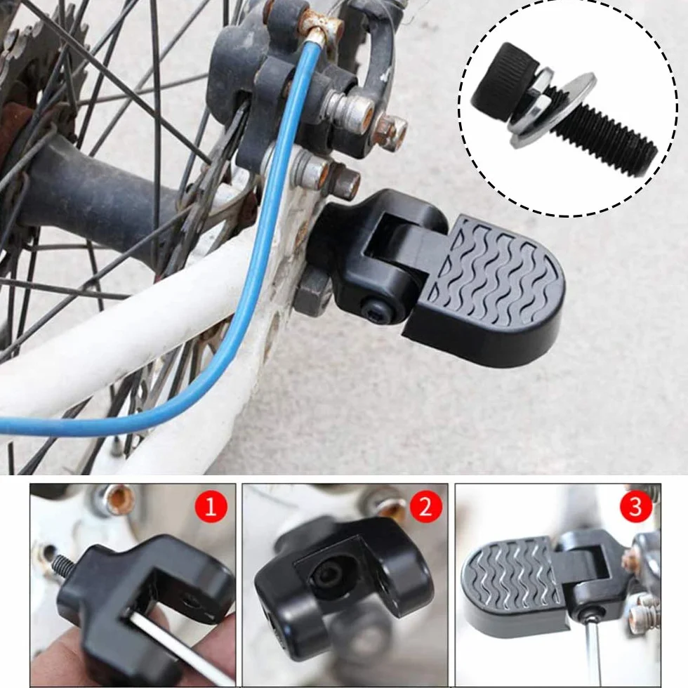 2 Pièces Pédales Arrière de Vélo, Repose-Pieds Vélo, BMX Pegs, Bike Pegs Antidérapantes, Universel Alliage d'Aluminium Pliant Antidérapant Repose-Pieds avec Outil d'Installation pour Vélo
