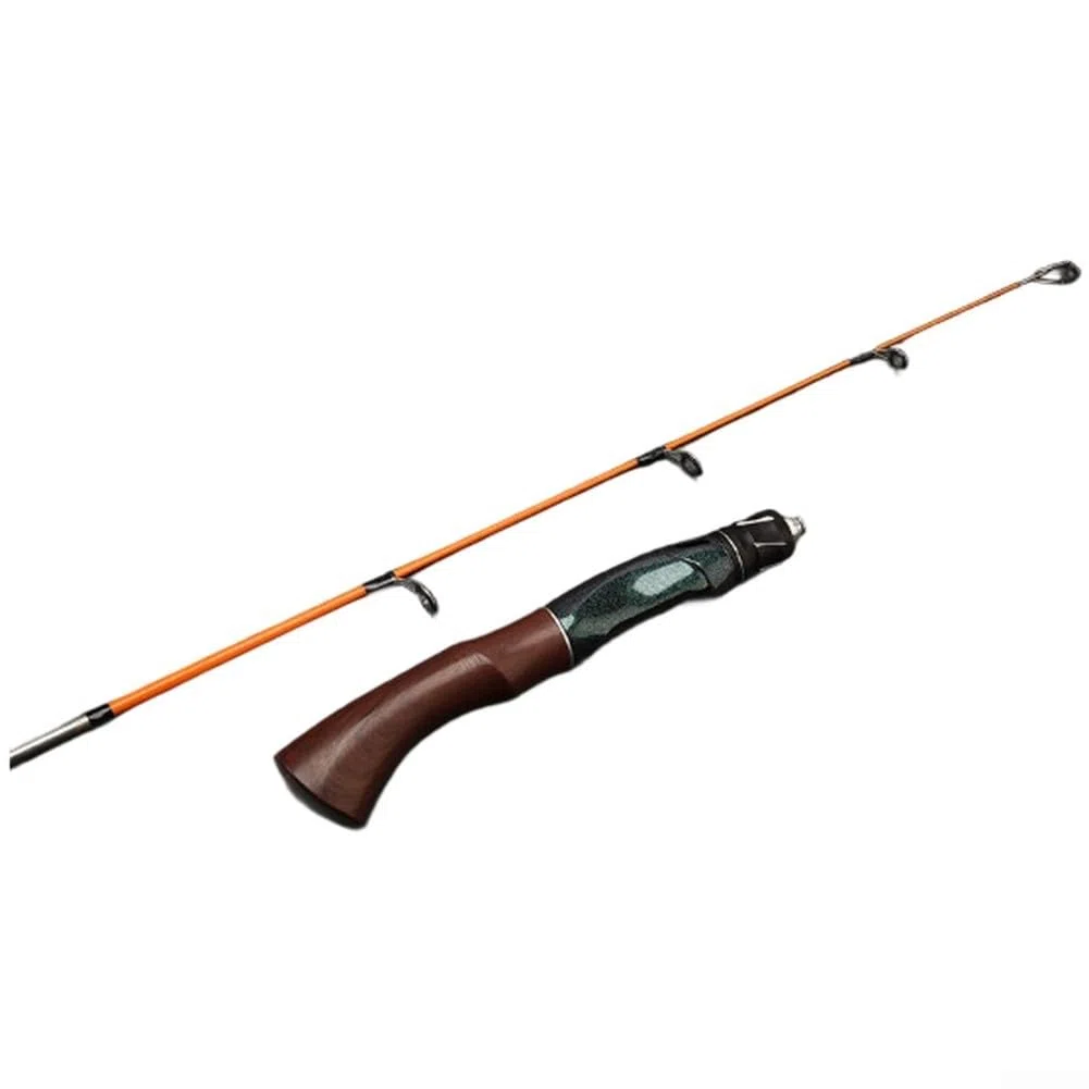 50/60/70 cm Pêche sur glace d'hiver Pêche sur glace – 2 pièces en fibre de verre, charge maximale de 3500 g, portable, haute sensibilité et récupération rapide, noir/rouge/marron