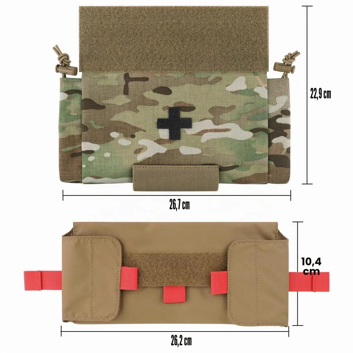 PETAC GEAR Pochette Tactique de Premiers Secours, Pochette Enroulable pour Sous-Bbdominaux EMT IFAK avec Crochet et Boucle pour Gilet JPC CPC AVS (MC)