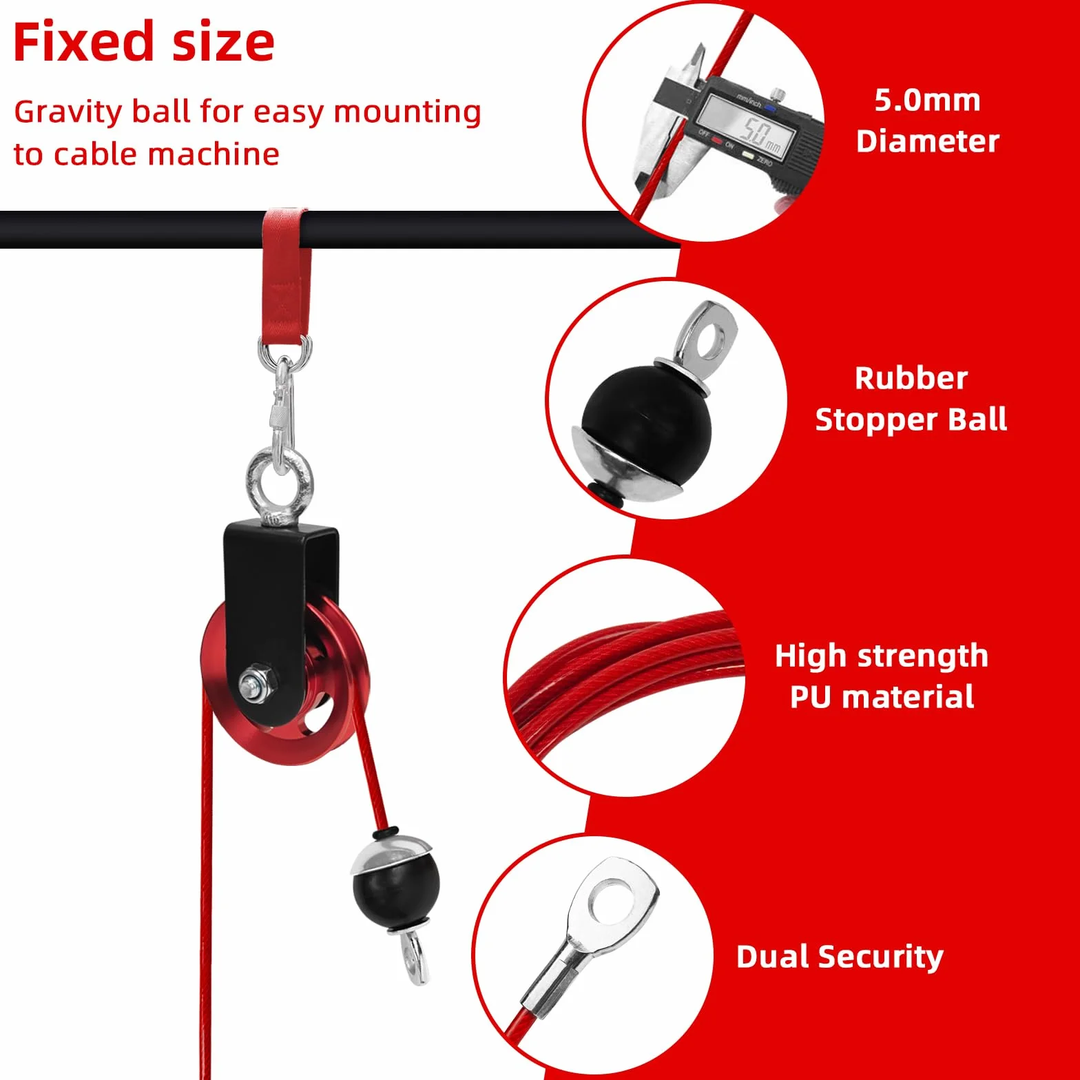 Cable Poulie Musculation, Câble De Gymnastique Fitness Gym Banc Cable Acier Tirage Appareil Musculation