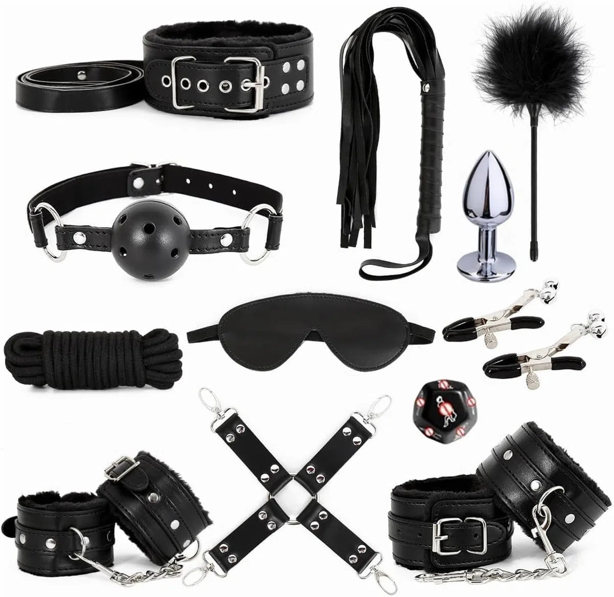12-en-1 Ensemble De Yoga Réglable En Cuir Noir Multifonctionnel Pour Les Chevilles, Les Ligaments Élastiques, Le Pilates, Les Poignets Et L'entraînement Athlétique, Cadeau Original - K6