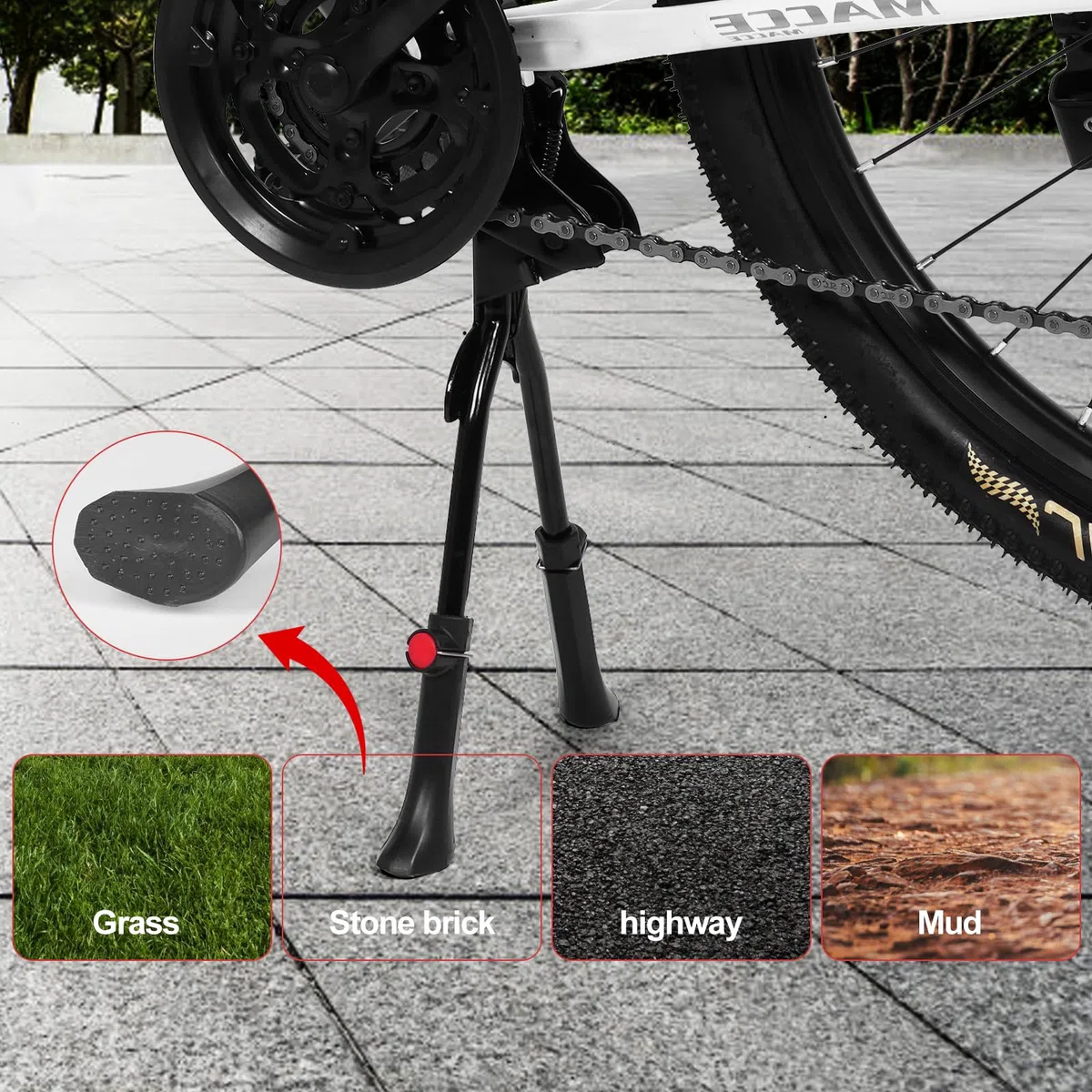 Béquille Vélo – Béquille Centrale Double et Latérale Réglable,Support Vélo Stable pour Vélos 20–29 Pouces