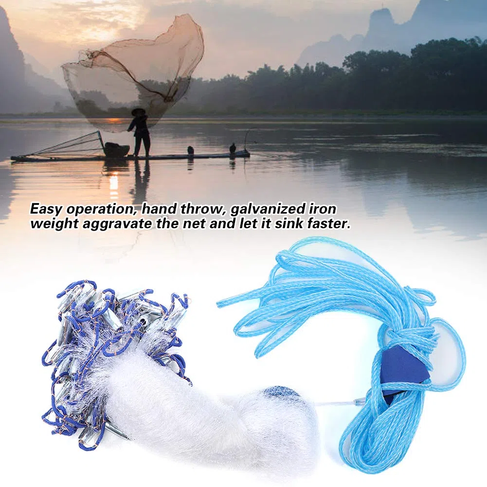Filet De Peche Mer - Carrelet De Peche - Monofilament de Nylon pour Piège à Appâts et Poissons - Accessoire De Piège De Réseau De Pêche Portatif Durable à Lancer à La Main
